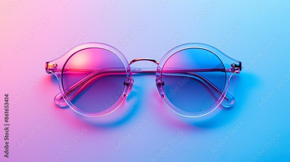 Clear Sunglasses on Colorful Gradient Background Clear Sunglasses on Colorful Gradient Background