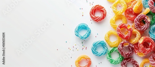 White background with fruit loops with copy space image available.