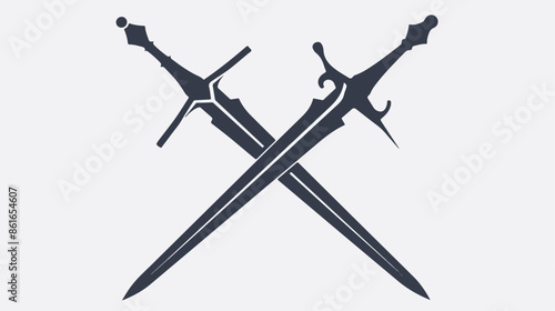 Crossed saber line icon for web mobile and infographic
