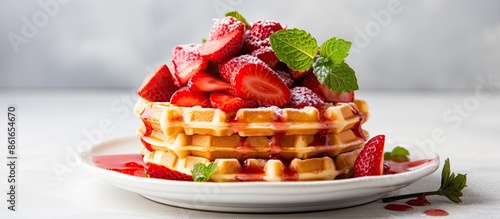 Belgian waffles with strawb...