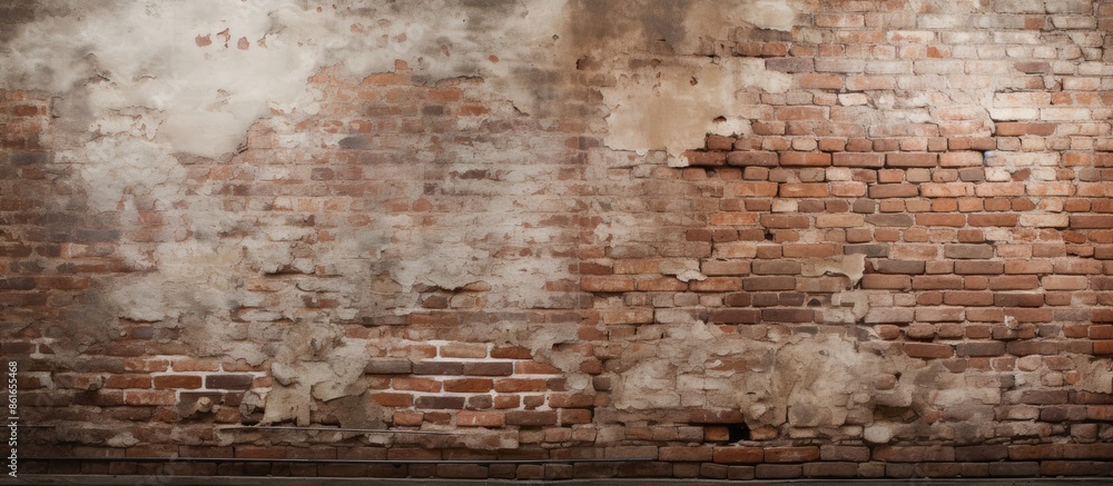 An abandoned building's brick wall with a weathered look, perfect for a copy space image. An abandoned building's brick wall with a weathered look, perfect for a copy space image.