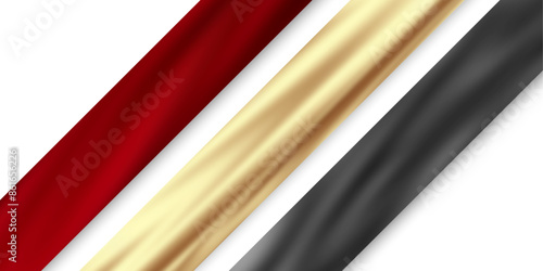 Multi-colored ribbons on a white background.Gold fabric stripe.Vector illustration .