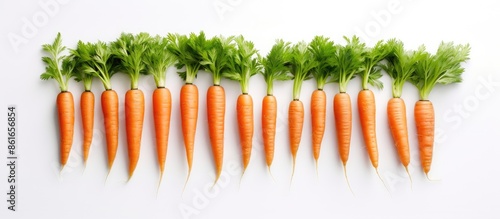 Baby carrots arranged on a ...