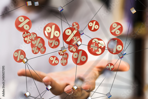 touching sales icons with a...