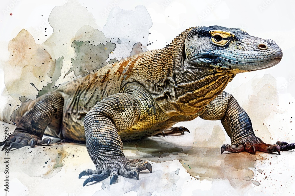 Obraz premium A colorful lizard perched on a pure white surface