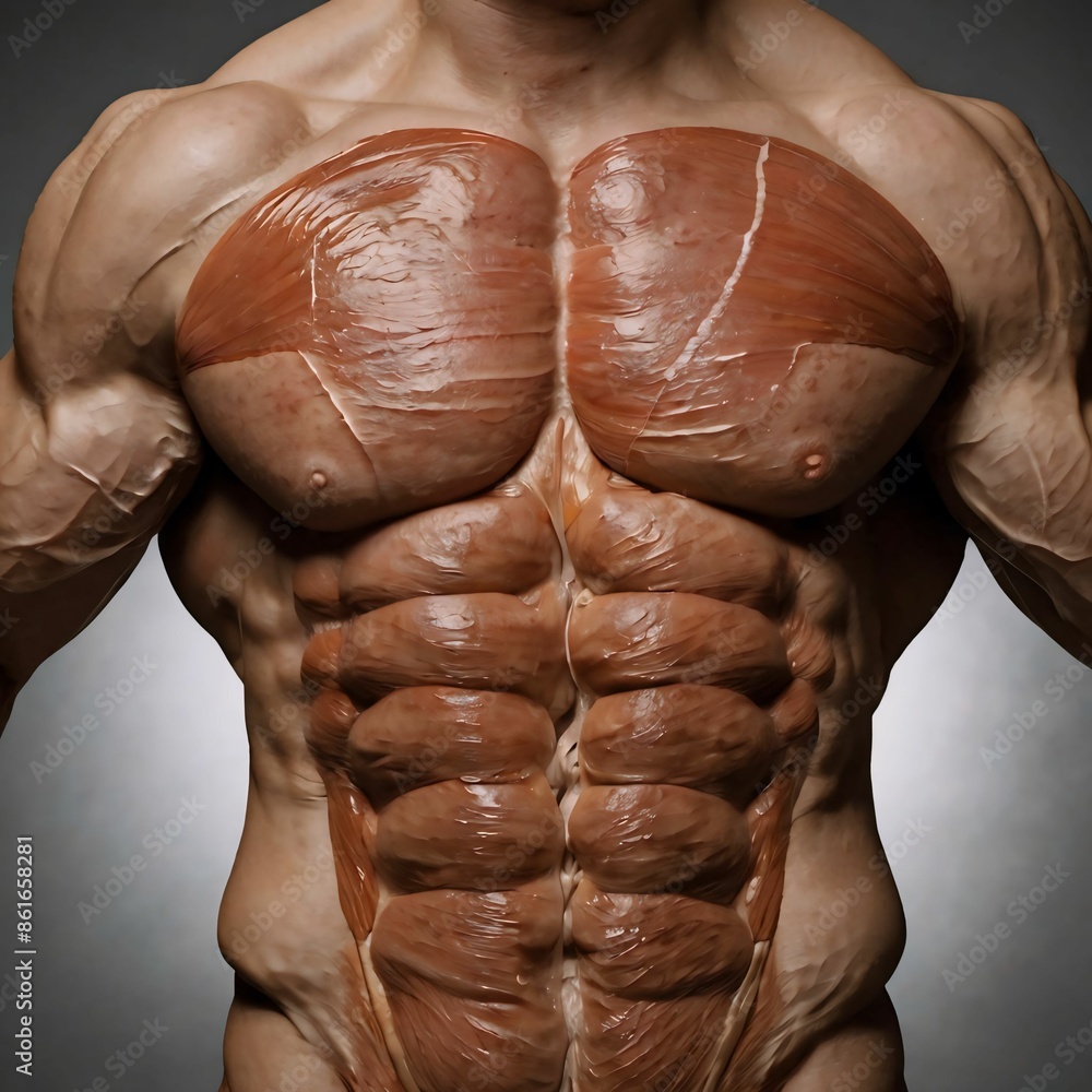 Within the chest and abdominal muscles Within the chest and abdominal muscles