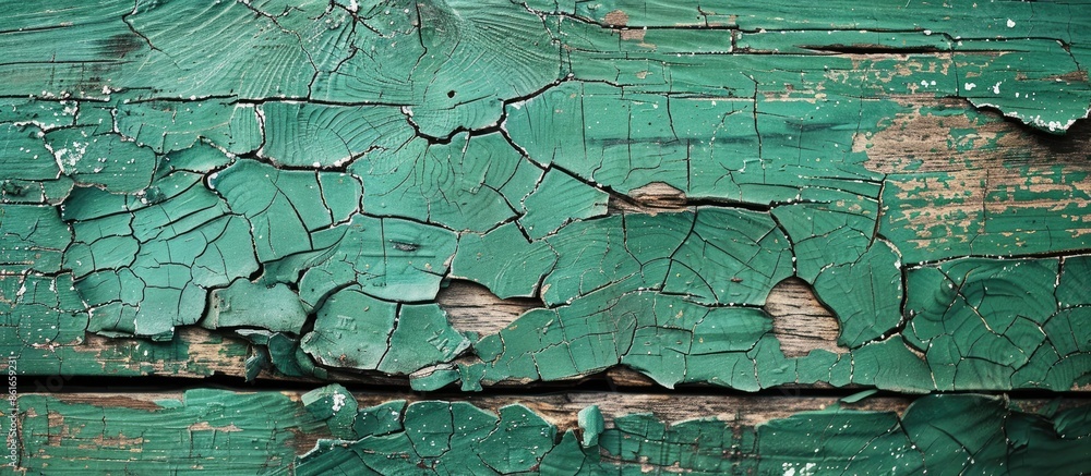 Green wooden table frame background with a cracked board; ideal for placing objects; copy space image. Green wooden table frame background with a cracked board; ideal for placing objects; copy space image.