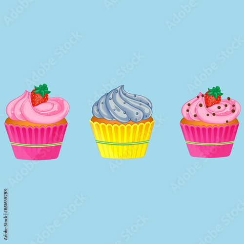 cupcakes with cream and berries