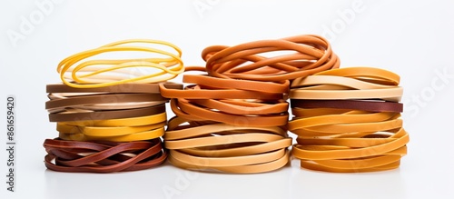 Rubber bands set against a ...