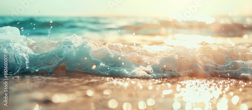 A blurry tropical beach wit...