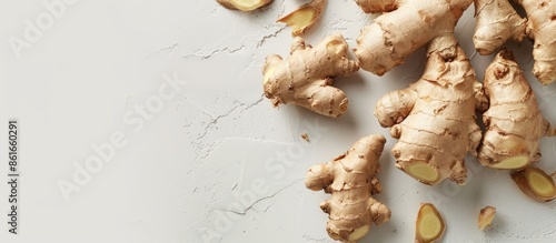 Top view of a fresh ginger ...