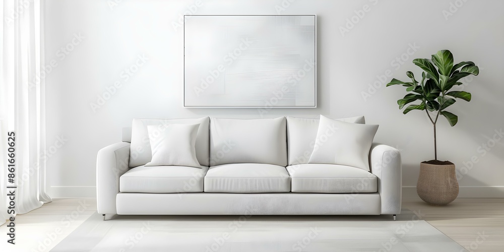 Designing a Minimalist Living Room with White Walls, Abstract Art, Sparse Furniture, and Natural Light. Concept Minimalist Decor, White Walls, Abstract Art, Sparse Furniture, Natural Light Designing a Minimalist Living Room with White Walls, Abstract Art, Sparse Furniture, and Natural Light. Concept Minimalist Decor, White Walls, Abstract Art, Sparse Furniture, Natural Light