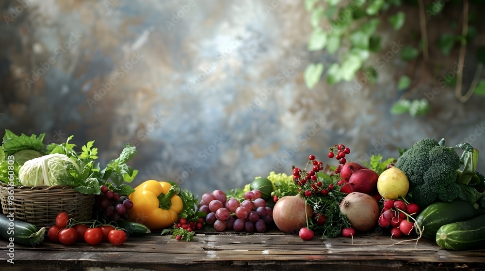 Handcrafted Wooden Table Adorned with Fresh Produce from Local Farmers Market Handcrafted Wooden Table Adorned with Fresh Produce from Local Farmers Market