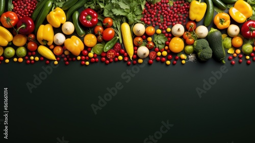 A colorful assortment of vegetables and fruits, including apples, broccoli, and tomatoes. Concept of abundance and freshness, showcasing the variety of healthy foods available