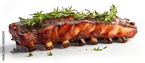 Smoked BBQ pork ribs, slice...