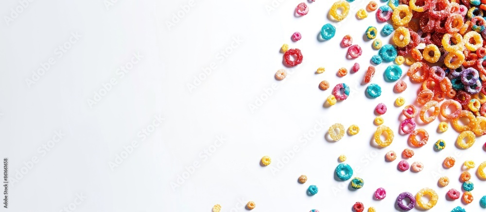 White background with fruit loops with copy space image available. White background with fruit loops with copy space image available.