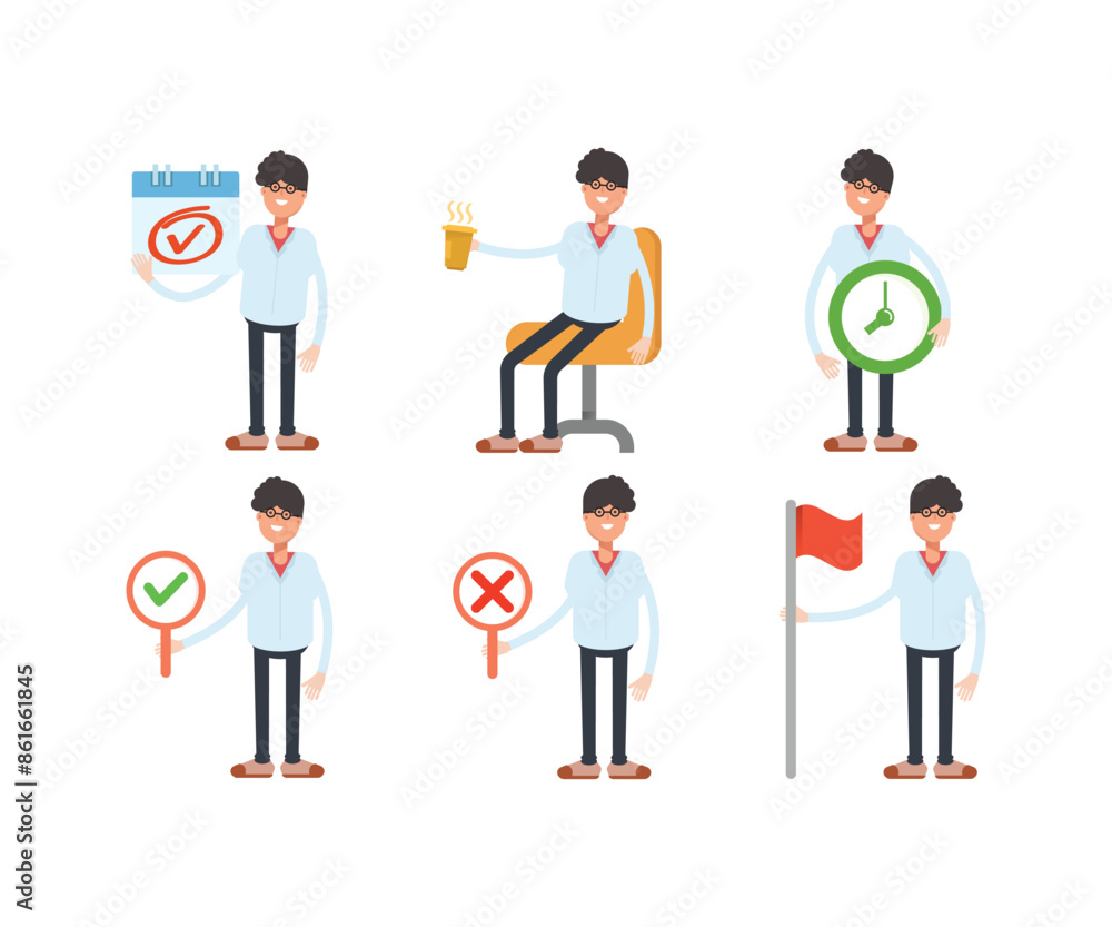 man characters in various poses vector illustration