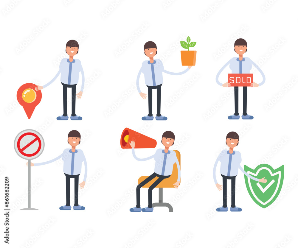 office worker characters in various poses vector illustration office worker characters in various poses vector illustration
