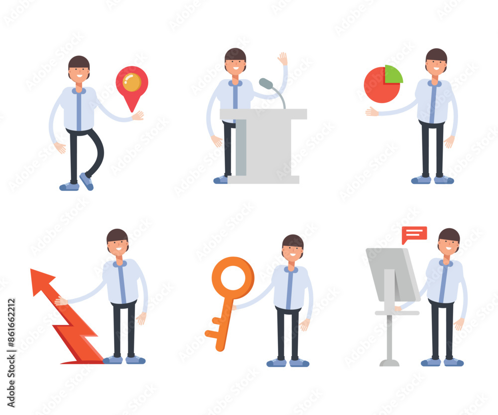 office worker characters in various poses vector illustration office worker characters in various poses vector illustration
