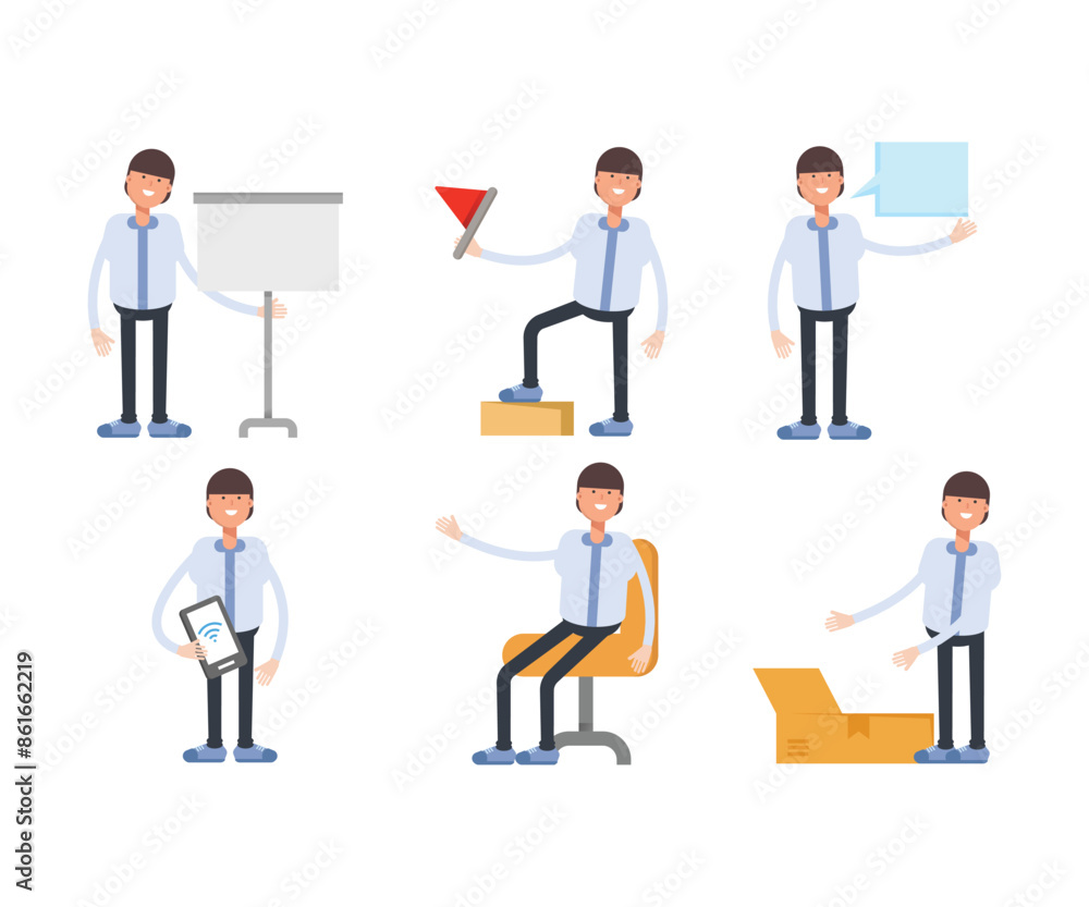 office worker characters in various poses vector illustration office worker characters in various poses vector illustration