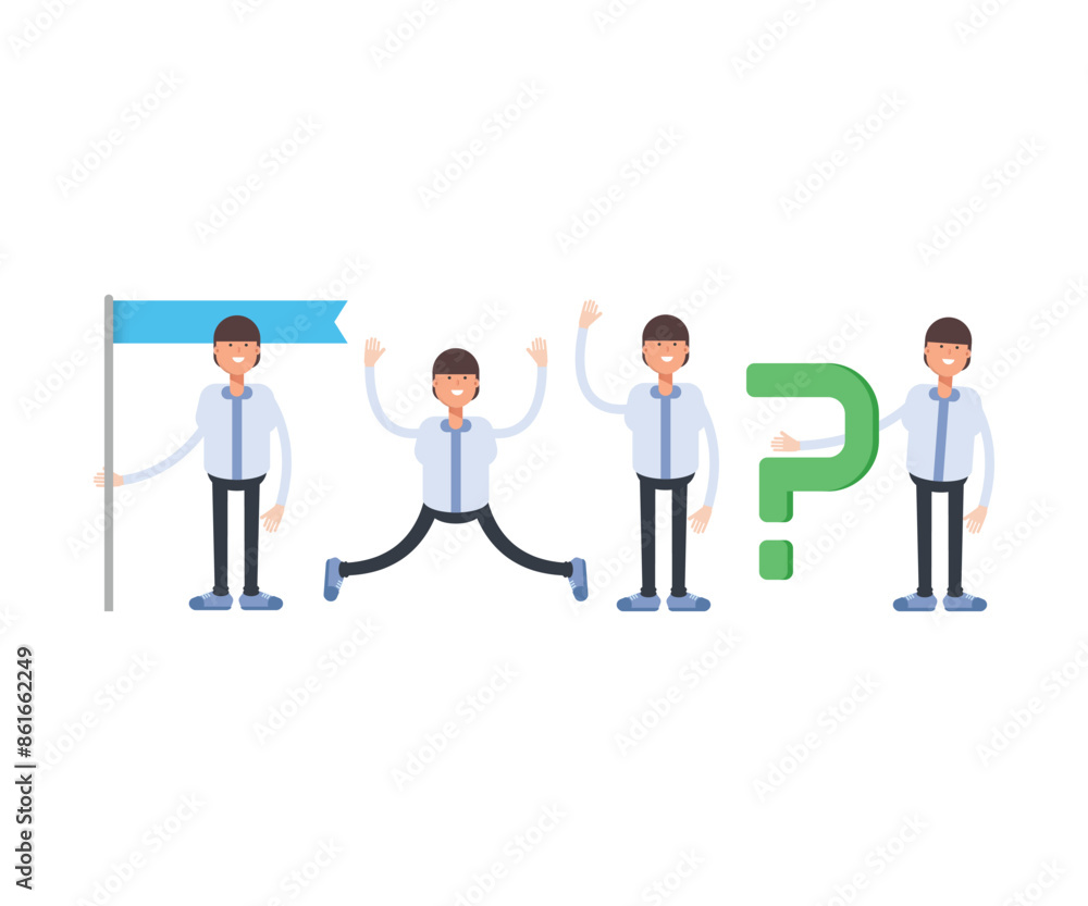 office worker characters in various poses vector illustration office worker characters in various poses vector illustration