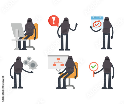 robot characters in various poses vector illustration