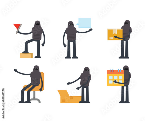 robot characters in various poses vector illustration