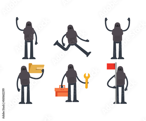 robot characters in various poses vector illustration