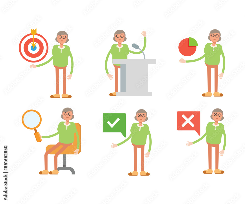 old woman characters in various poses vector illustration old woman characters in various poses vector illustration