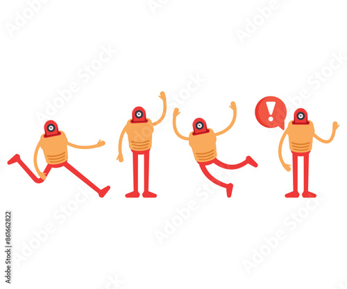robot characters in various poses vector illustration