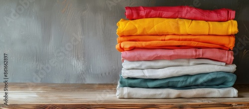Folded colorful cloths on a...