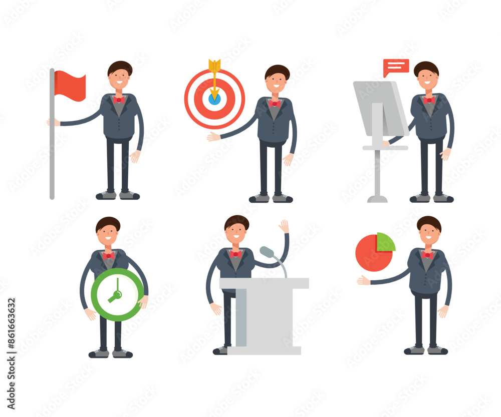 businessman in suit characters in various poses vector illustration businessman in suit characters in various poses vector illustration