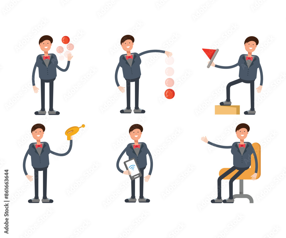 businessman in suit characters in various poses vector illustration businessman in suit characters in various poses vector illustration