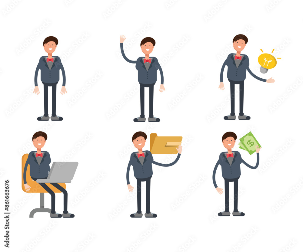 businessman in suit characters in various poses vector illustration businessman in suit characters in various poses vector illustration