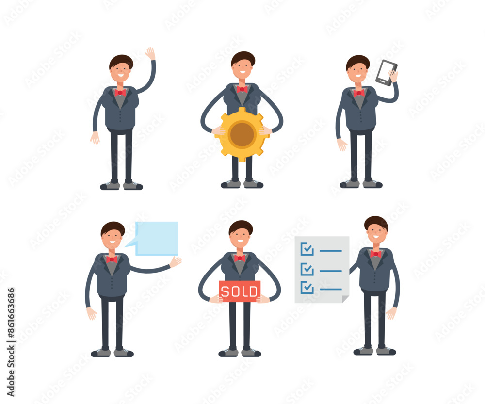 businessman in suit characters in various poses vector illustration businessman in suit characters in various poses vector illustration