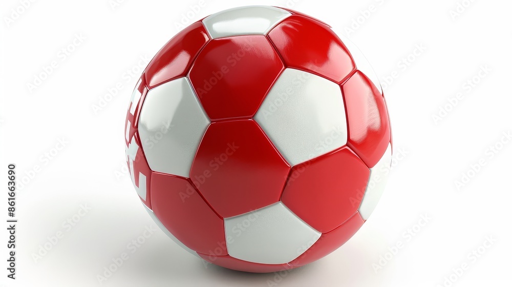 European Football Championship 2024, A soccer ball with the flag design of Swiss on white background European Football Championship 2024, A soccer ball with the flag design of Swiss on white background