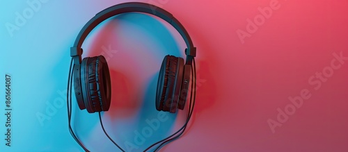 Headphones placed on a tabl...