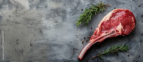 A raw veal Tomahawk steak d...