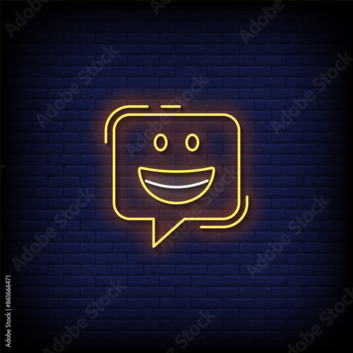 grinning emoji symbol neon sign vector