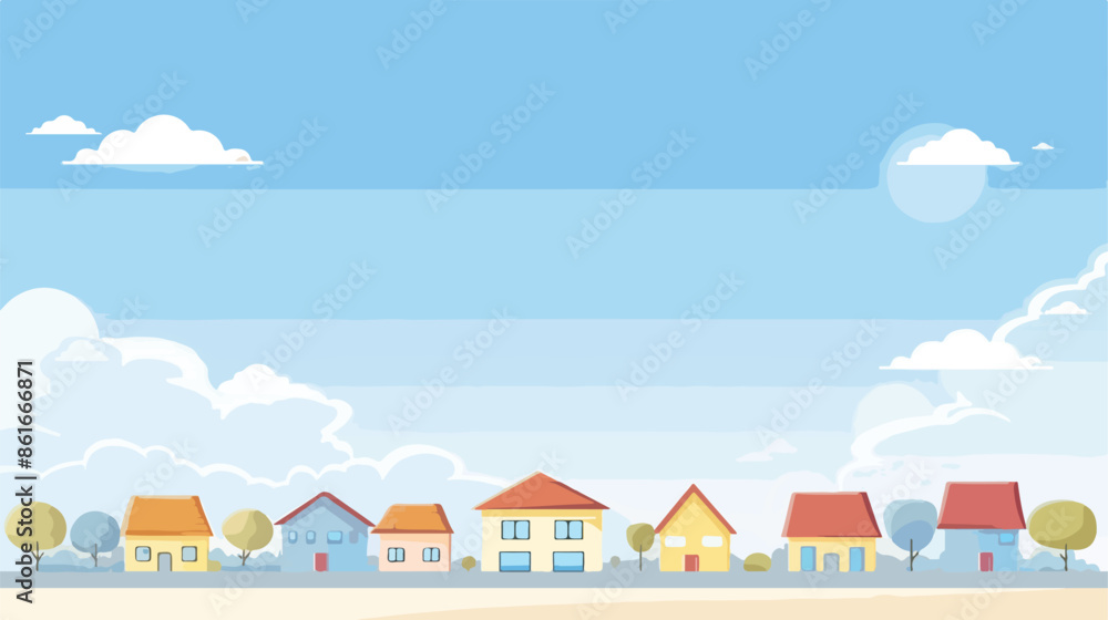 Clear blue sky with empty land undergoing housing Clear blue sky with empty land undergoing housing