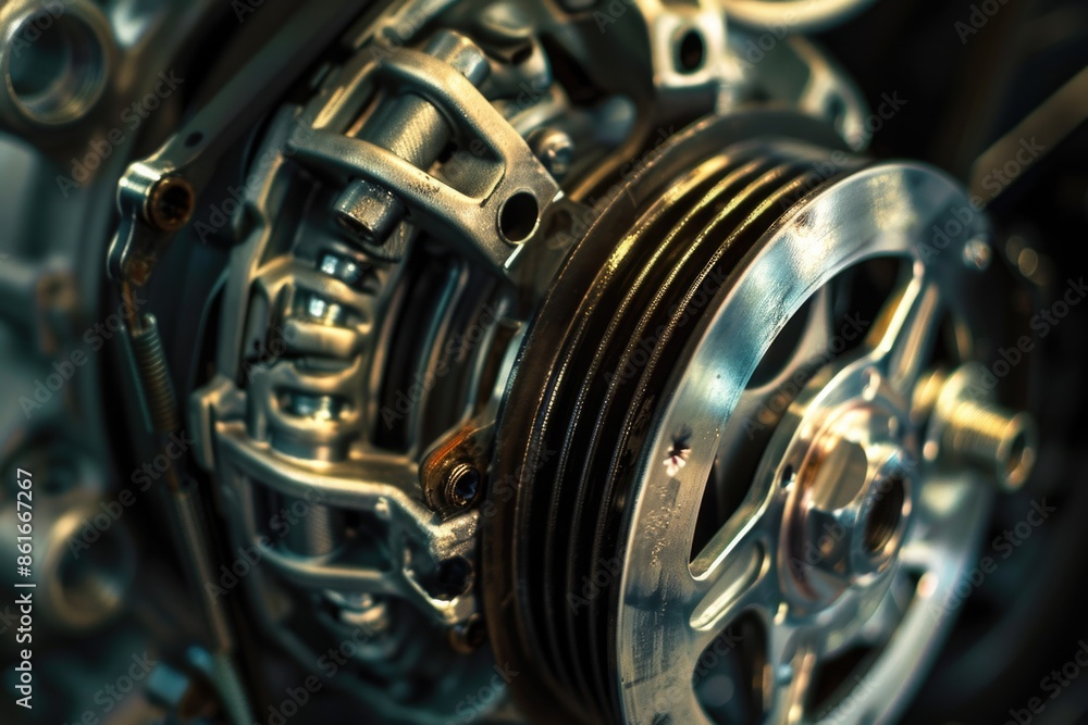 A detailed view of a car's engine and transmission, ideal for use in educational or informational contexts A detailed view of a car's engine and transmission, ideal for use in educational or informational contexts