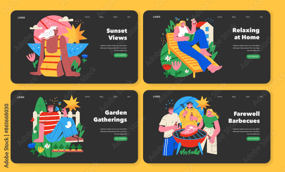 Fototapeta premium Final Days Summer Vacation. Flat Vector Illustration