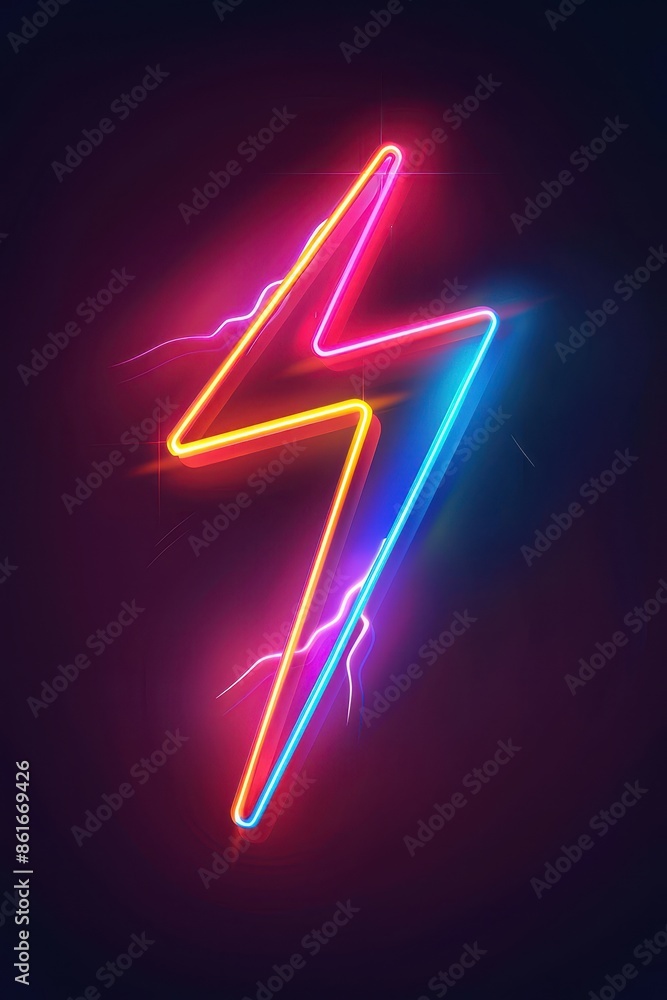 Neon lightning bolt icon Neon lightning bolt icon