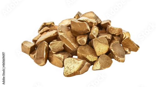 pile of gold rocks, transparent background PNG photo