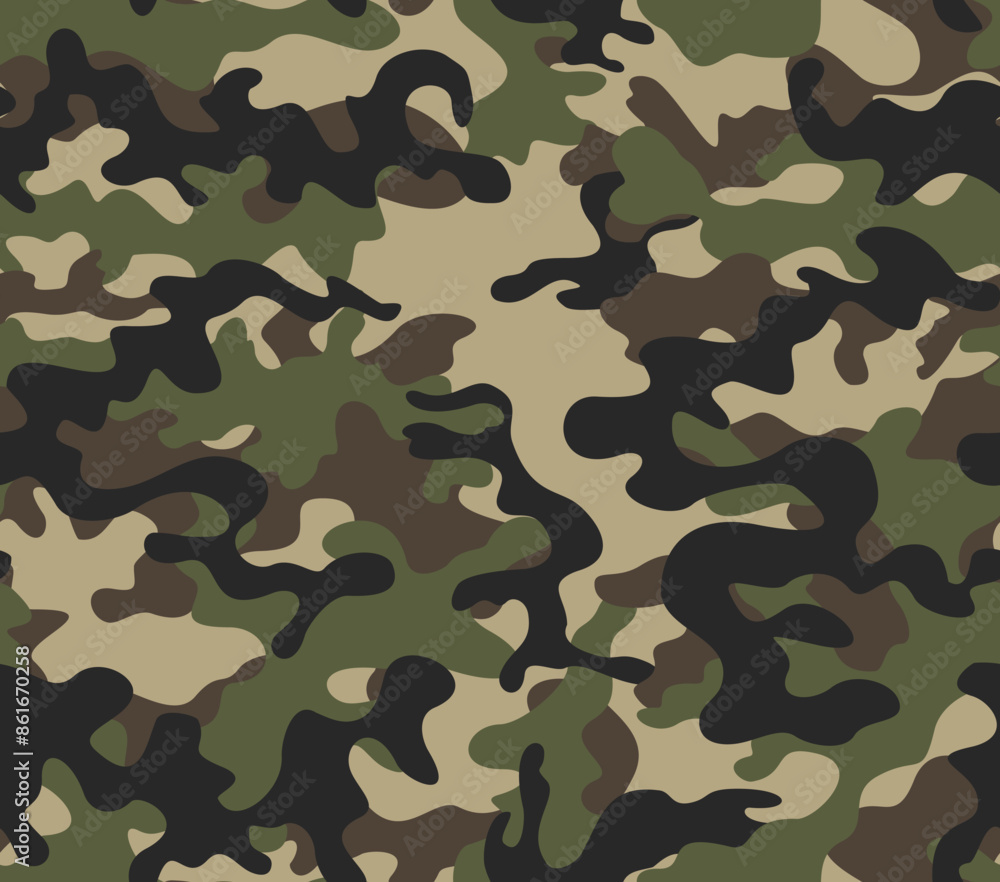 army camo seamless print vector fashion pattern, urban textile design
