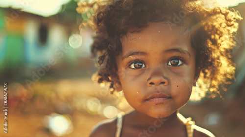 portrait intime en gros plan d'un enfant défavorisé des favéla
