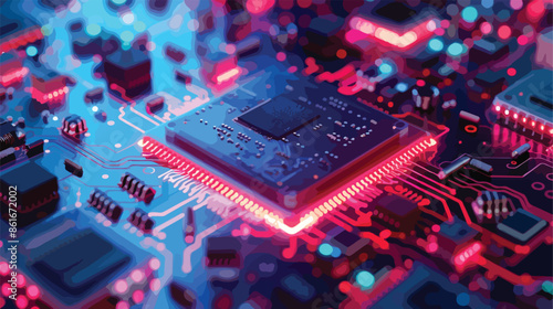 Digital circuit network with illuminated processor. 