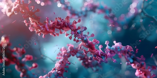 Visual representation of microRNA binding to mRNA and its impact on protein translation. Concept Gene Regulation, Biochemistry, Molecular Biology, mRNA Binding, Protein Translation photo