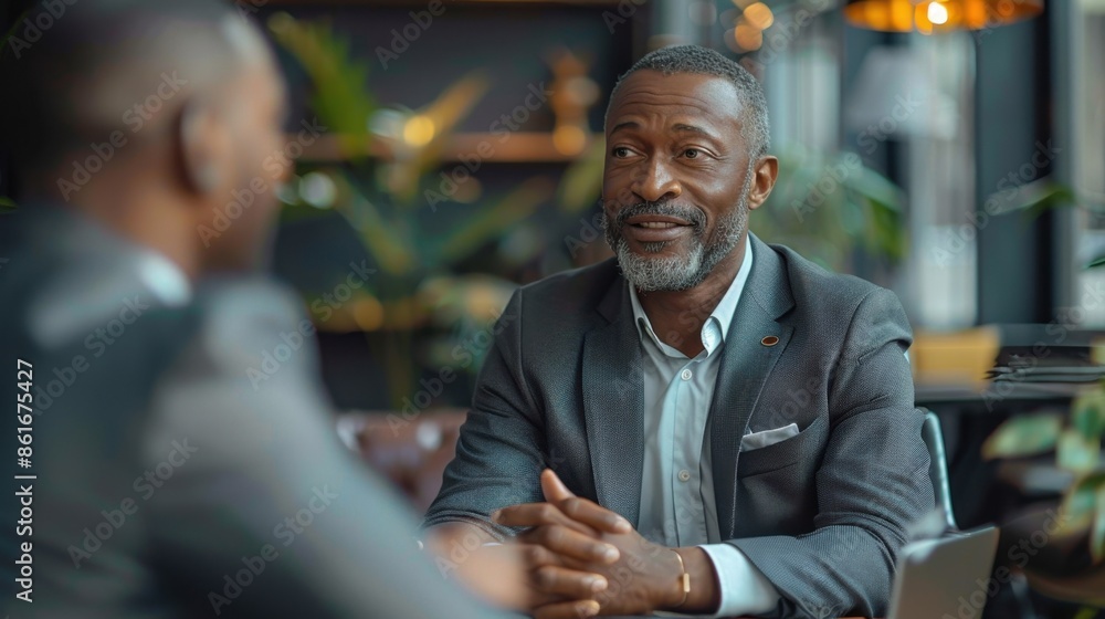 A professional stock photo of business consultants in a high-rise office, wearing business suits, in a consulting environment, feeling insightful A professional stock photo of business consultants in a high-rise office, wearing business suits, in a consulting environment, feeling insightful