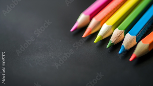 lápis no fundo preto com espaço photo